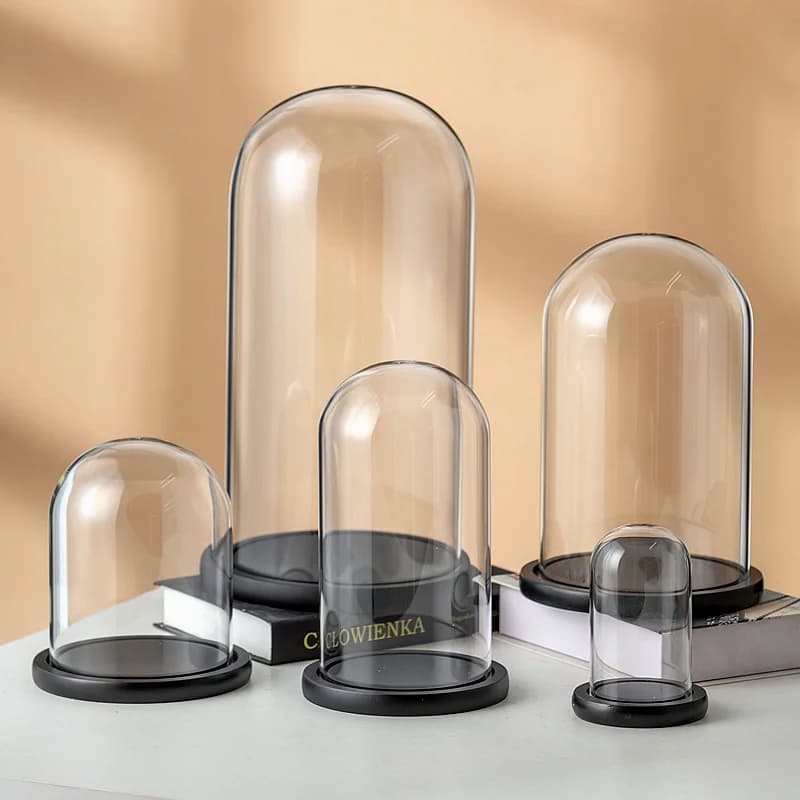 Transparente Glasabdeckung, handgefertigtes Puppenmodell, transparente Displaybox, Glasflasche, Heimdekoration, Zubehör, Blumenstrauß, Glasabdeckung