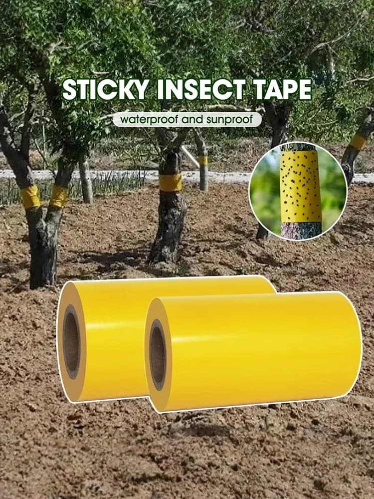 1 Rolle gelbes doppelseitiges Insektenschutzband zur Verhinderung, dass Insekten, Ameisen und Motten klettern können. Insektenfalle für den Garten