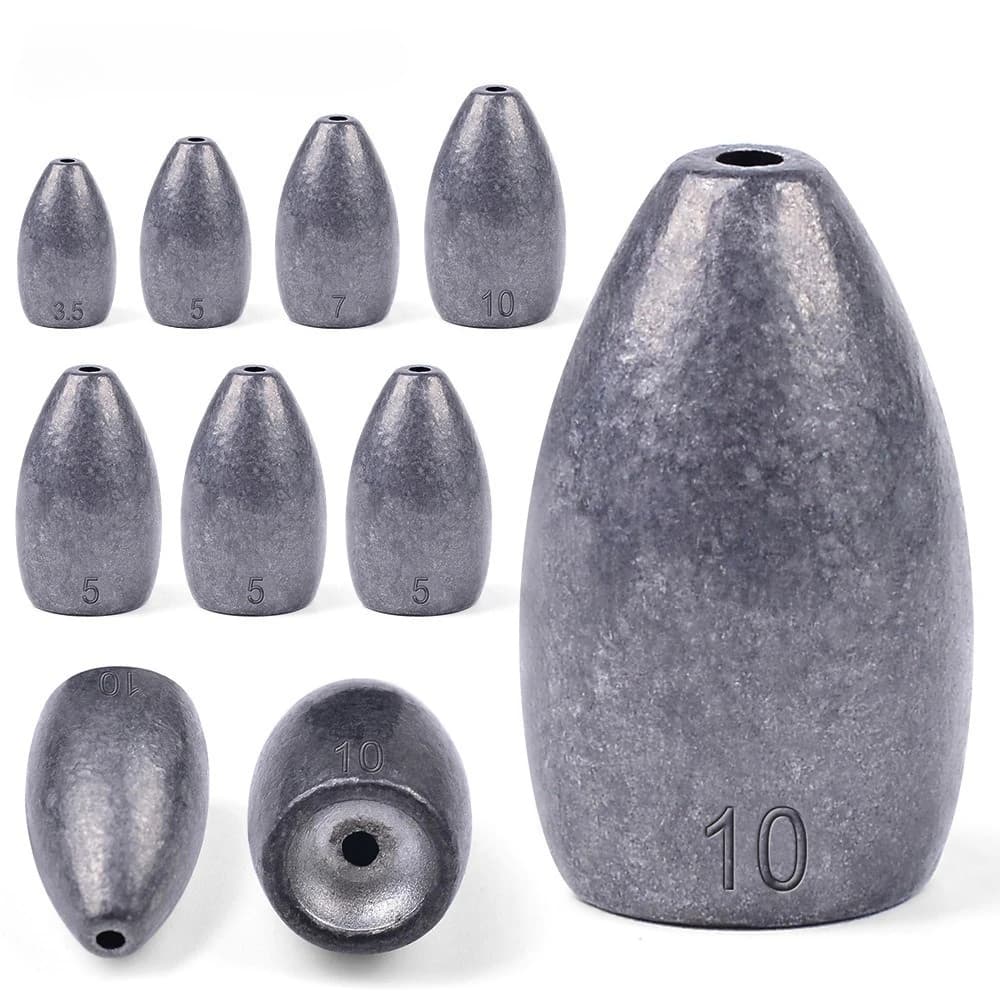 20 Stück Bullet Head Lead Weights Non Snag Sinkers Free Rig Tackle für Bass Fishing Lure Zubehör