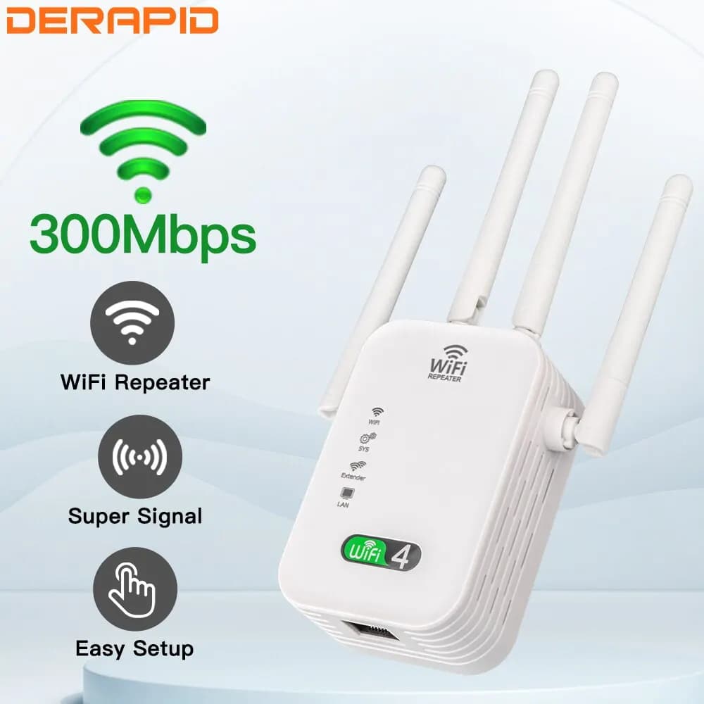 300m WLAN-Repeater Wi-Fi-Verstärker 802,11 n 2,4 GHz Wireless Signal Booster Smart Power Extender für Büro zu Hause einfache Einstellung