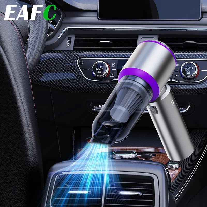 Verbesserter Auto-Staubsauger, leistungsstarker 6000 mAh Nass-/Trockensauger, 70 dB, geräuscharm, Typ-C-Aufladung für die Reinigung zu Hause/Auto,