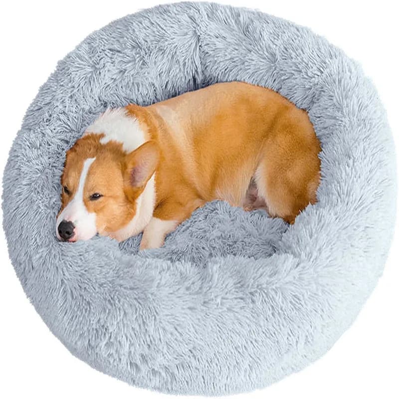 40-110cm Rundes Haustierbett für Große Hunde Super Weiches Katzenbett Langes Plüsch-Hundehaus für Mittelgroße Hunde Winterwarmes Schlafbett