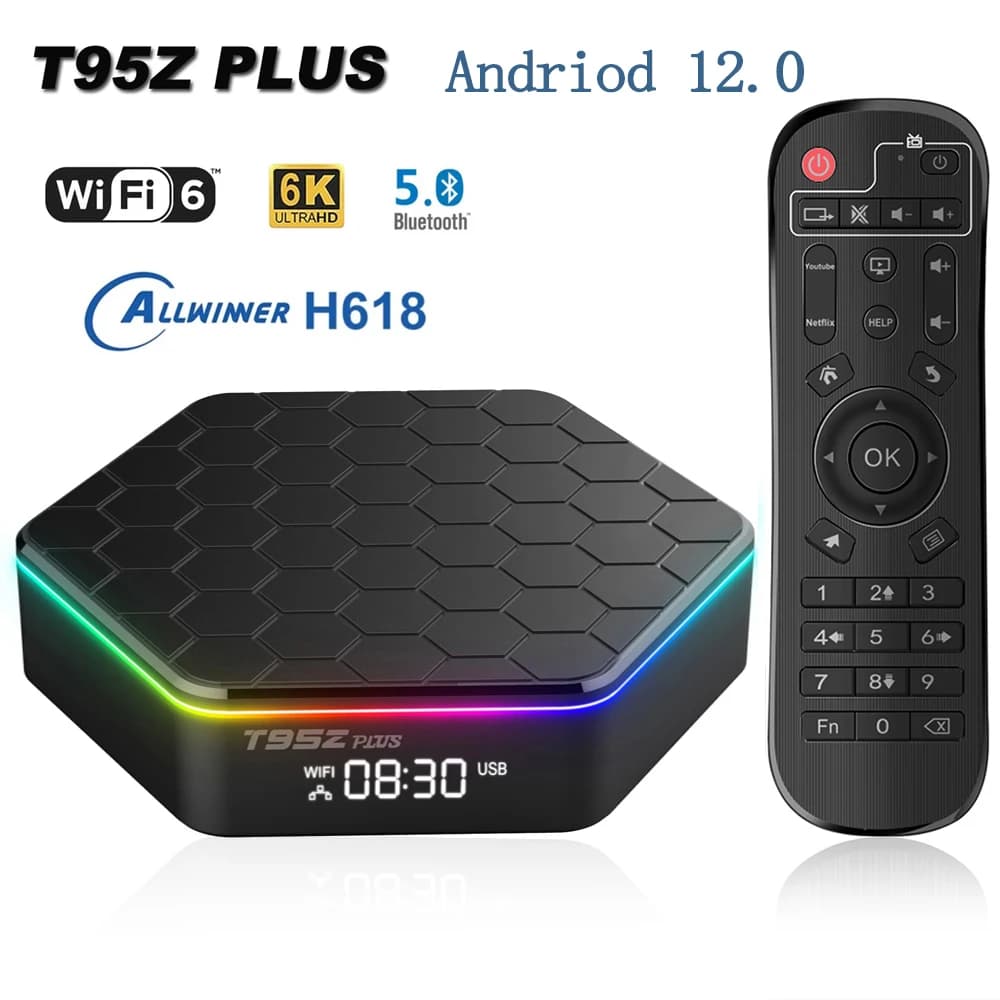 Globale Version Smart TV -Box WiFi6 Bluetooth 5 Allwinnerh618 32GB 64 GB T95ZPLUS 4K HDR10 Stream Media Player Multi -Sprache