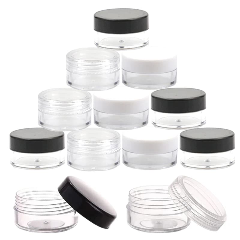 100 Stück 2/3/5/10/15/20 ml Mini-Cremegläser, tragbares Kunststoffglas mit Schraubdeckel, leere kosmetische Lippenbalsambehälter, nachfüllbare