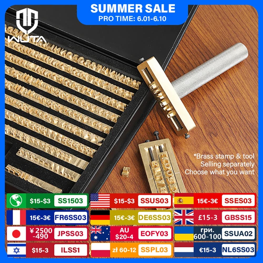 WUTA Messingstempel Buchstaben Zahlen Alphabet Symbol Benutzerdefinierte personalisierte Logo Prägeform für Heißfolienprägemaschine DIY Geschenke