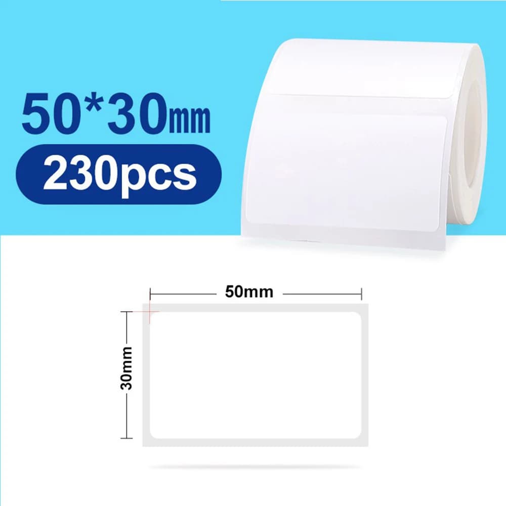 Niimbot B21 B1 B3S 50 x 30 mm, 40 x 30 mm, 50 x 50 mm, 50 x 80 mm Etikettenaufkleber, wasserfest, weiß, Thermo-Etikettenpapier für Barcode-Druck