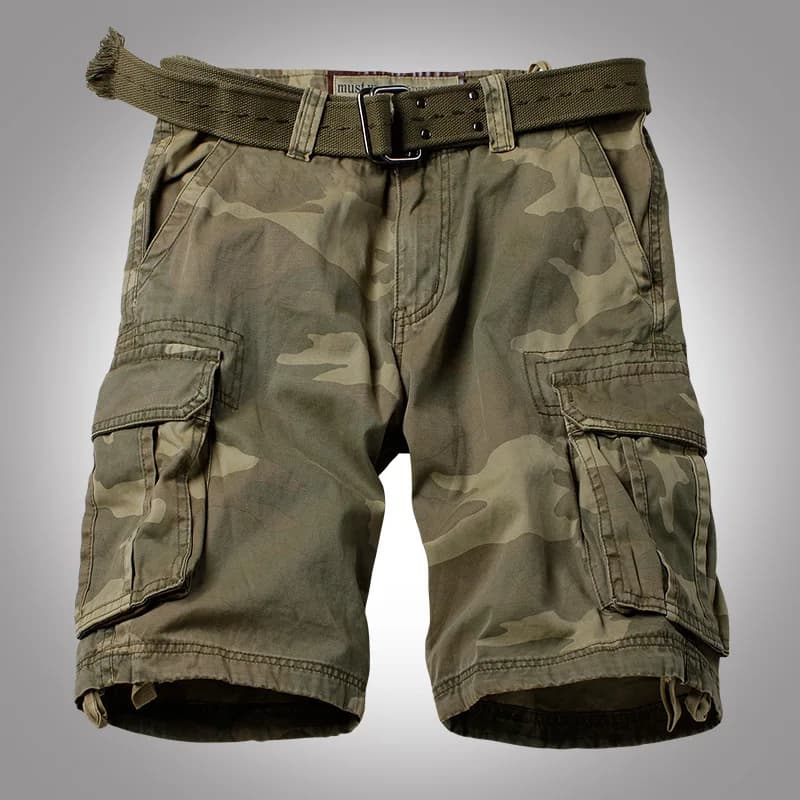 Herren Outdoor Camouflage Shorts tragen widerstands fähige, atmungsaktive Overalls mit mehreren Taschen, Wander-Sports horts ohne Gürtel