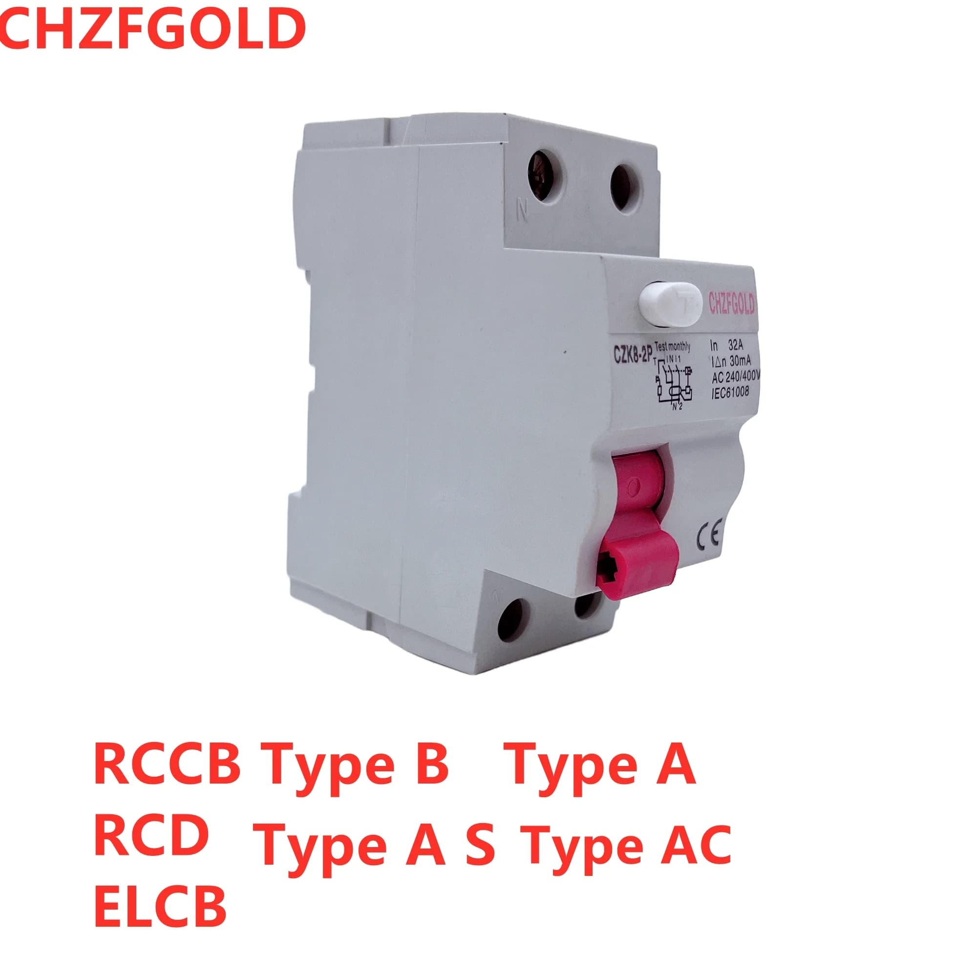 RCD-ID-Solarsystem Typ B RCCB 2P 63A 10 30 100 300 mA 25 A 32 A 40 A 63 A 100 A ELCB Fehlerstrom-Smart-Leistungsschalter