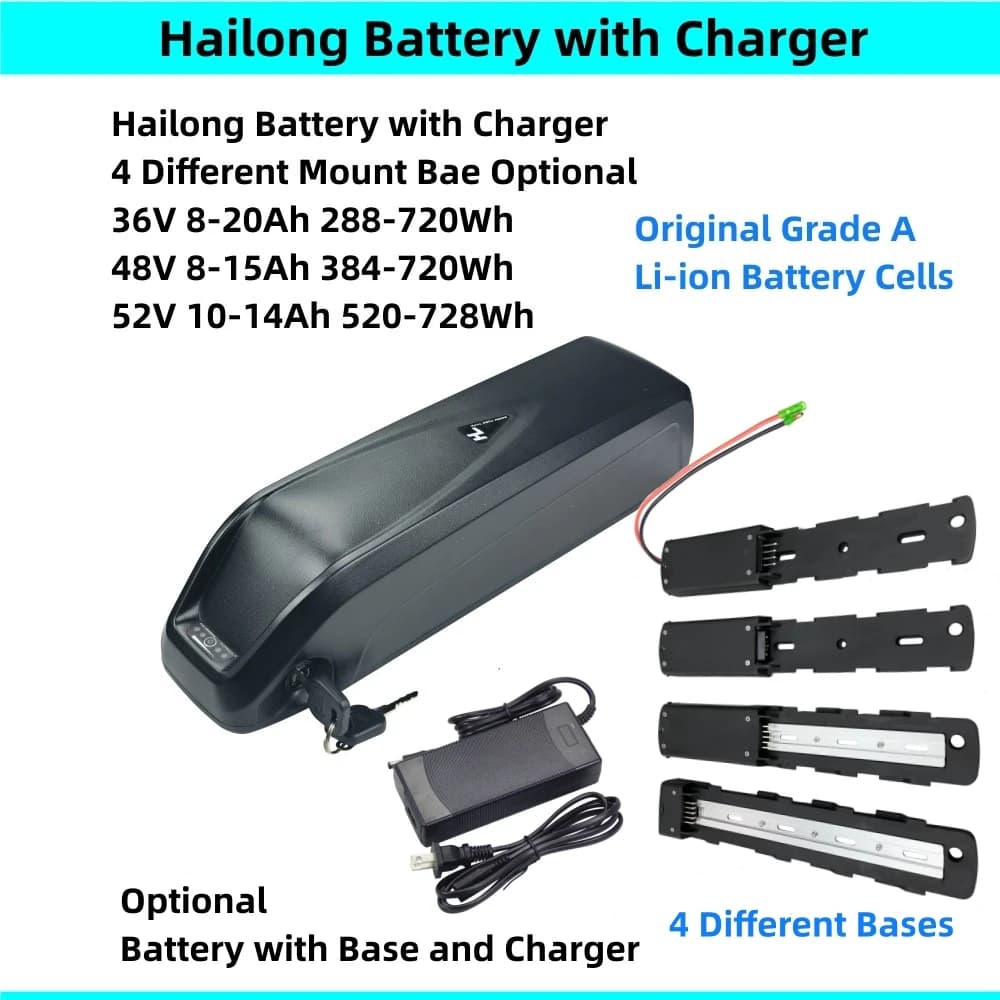 24v 36v 48v 52v Hailong Elektrische Fahrrad batterien 10ah 10,4 ah 11,6 ah 12ah 13ah 14ah 15ah 16ah 17ah 17,5 ah Ebike Batterie
