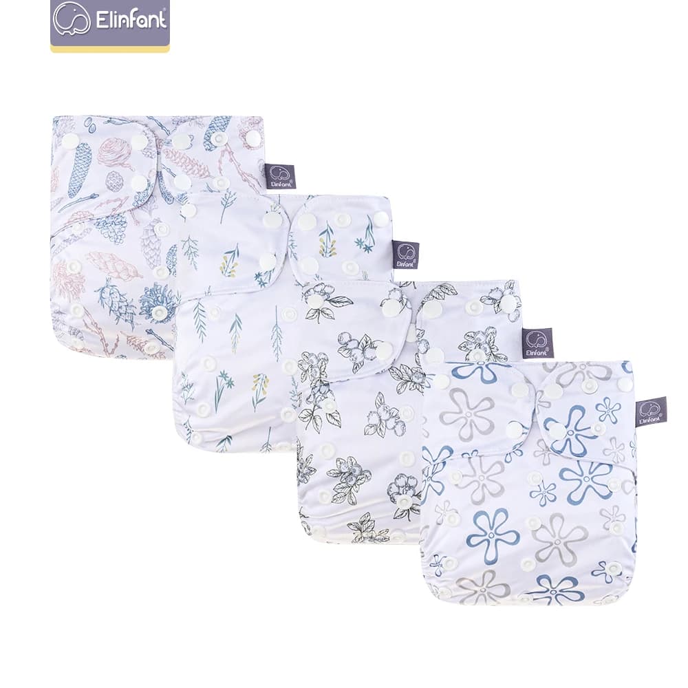 Elinfant Atmungsaktive Mesh Tuch 4 teile/satz Stoff Windel Waschbar Einstellbar Wiederverwendbare OS Baby Tuch Tasche Windel