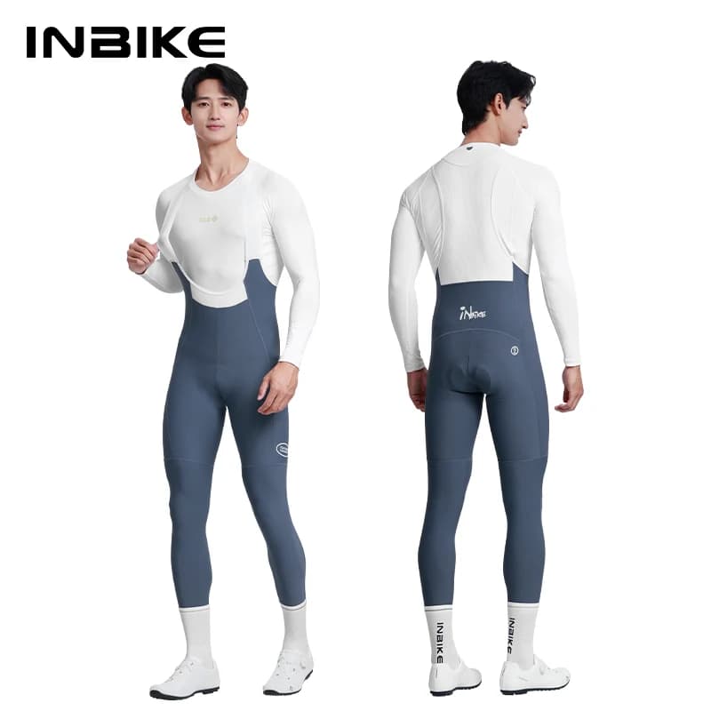 INBIKE Frühling Herren Radfahren Trägerhose Polsterung Atmungsaktiv Schweißableitend mit Taschen für Herren Rennrad MTB Kleidung Fahrradhose