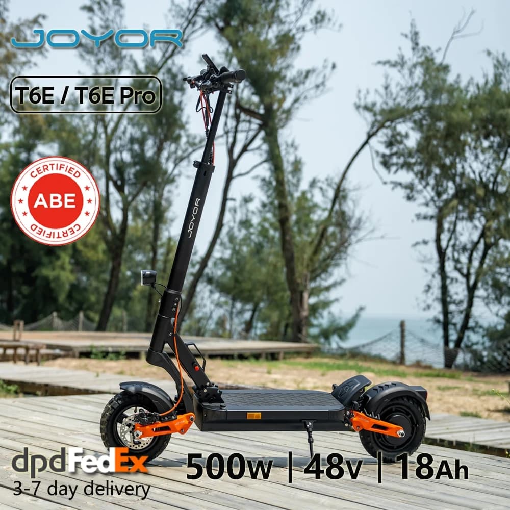 Joyor T6E E-Scooter mit Deutscher Straßenzulassung, 48V 18Ah Akku, max. 20 km/h und 70 km Reichweite, 10 Zoll Faltbarer Elektroroller für Erwachsene
