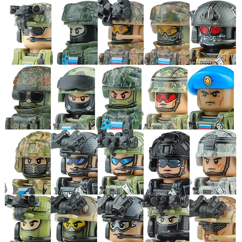 Militär Russland Spezialeinheiten SWAT Bausteine Deutscher KSK US Stadtpolizei Armee Angriffssoldat Figur Waffen Bausteine Spielzeug