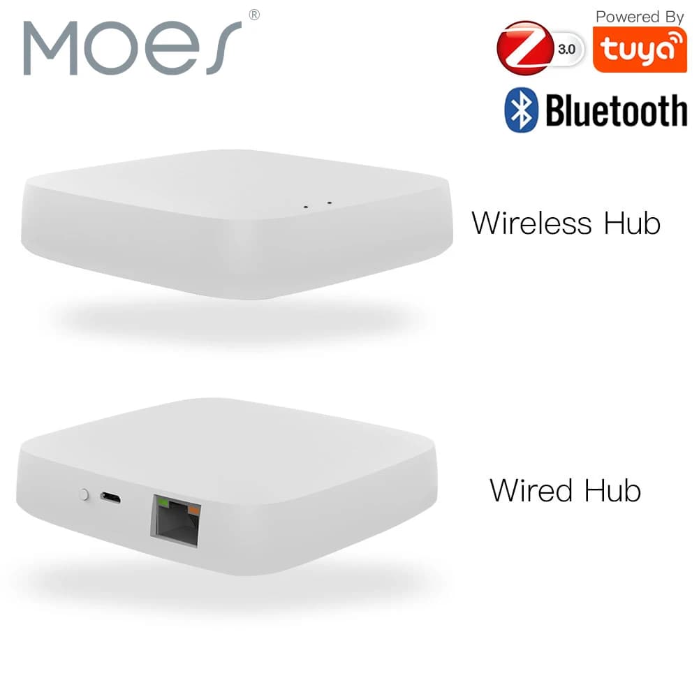 MOES Tuya ZigBee Wireless Gateway Hub Wired Multi-modus Brücke Bluetooth Fernbedienung Mesh Smart Leben APP Alexa Google hause
