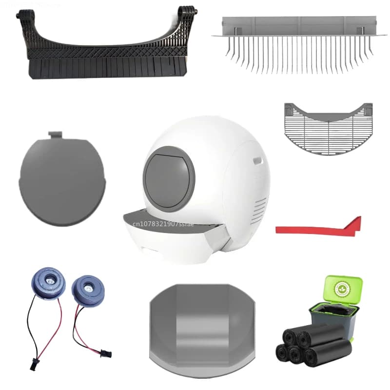 Verwendung für Elspet Smart Katzentoilette, Zubehör für Katzentoilette, Müllbeutel/Rechen/Ultraviolettlampe/Sicherheitstür