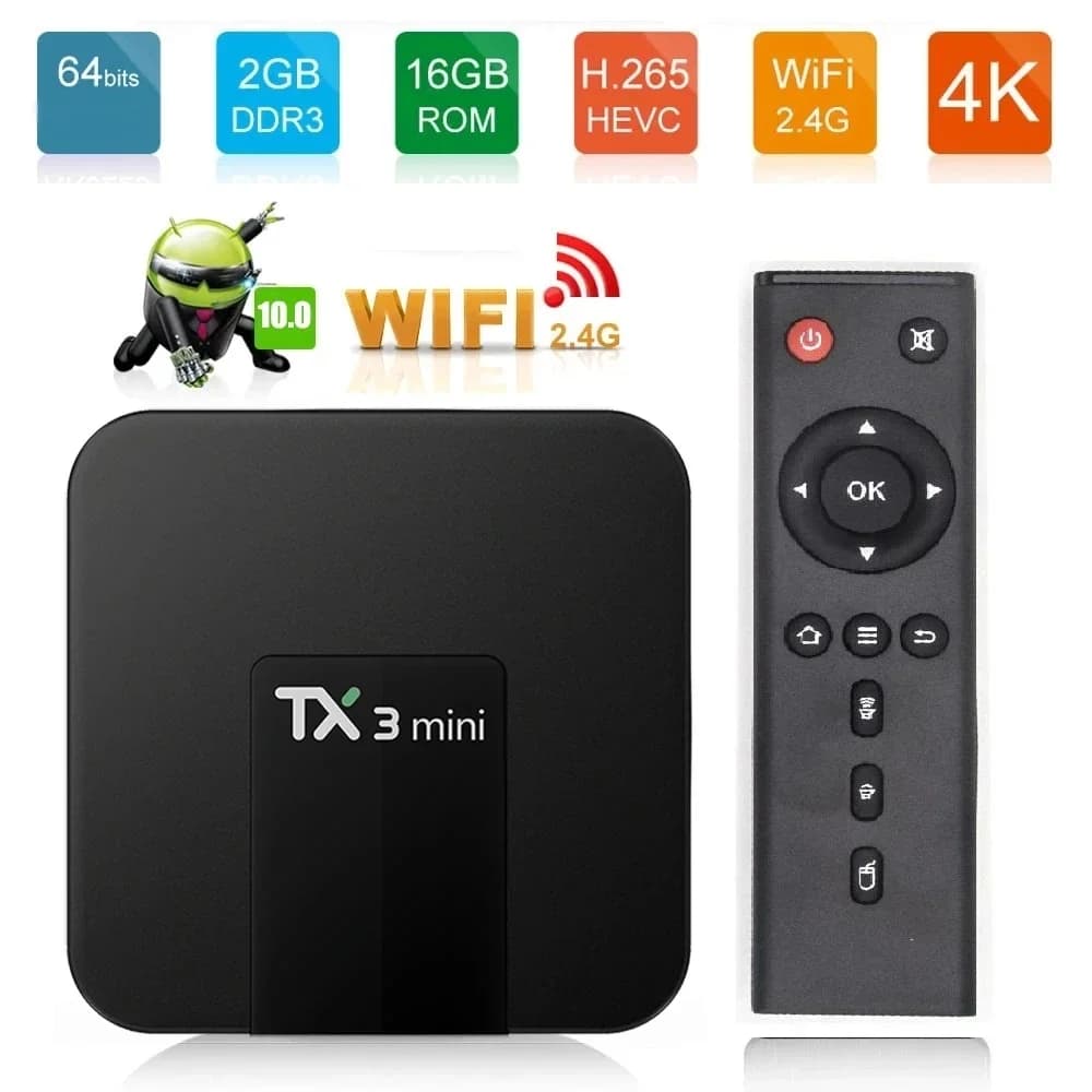 Tx3 mini smart tv box android 10,0 h313 1g 2g 8g 16g 4k set top box h.265 dual 2,4g wifi set top box media player tv box