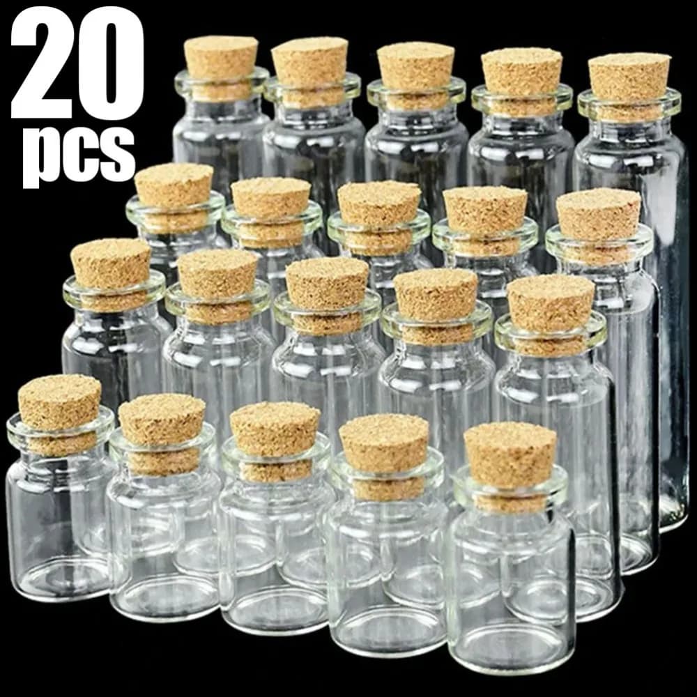 Mehrgrößige Glasflaschen mit Korkstopfen DIY Geburtstagsgeschenk Transparente Leere Botschafts-Wunschflasche Weihnachtsparty-Dekoration