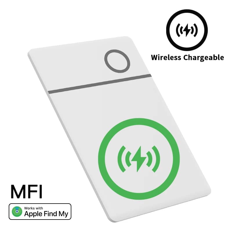 Kabelloses Laden ICard Bluetooth Globaler Positionstracker Basierend auf Apple Find My Smart Card Locator Wallet Tag Finder mit Siri-Sprachsteuerung