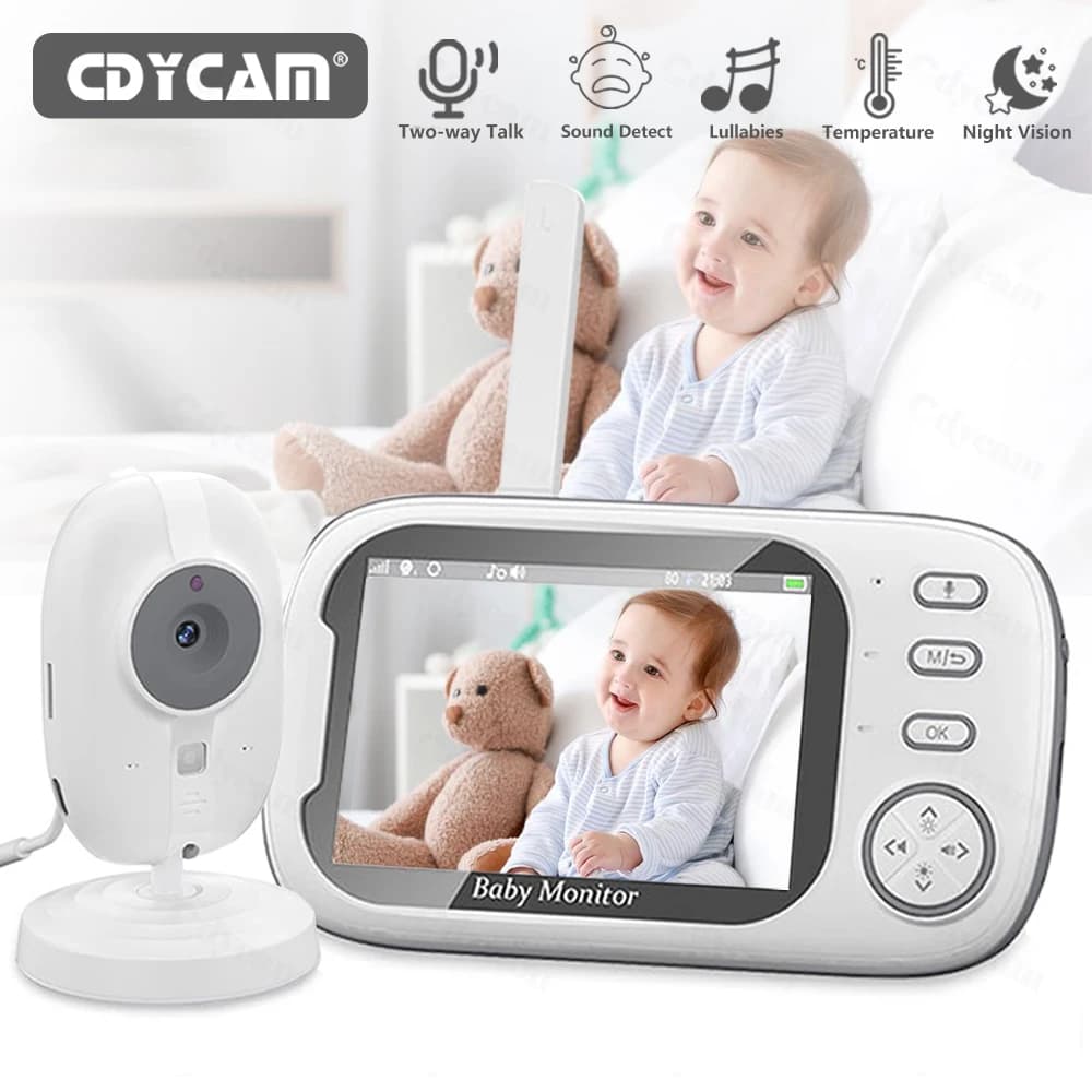 Cdycam Neues 3,5 Zoll Wireless Video Babyphone Nachtsicht Temperaturüberwachung 2-Wege Audio Talk Baby Nanny Sicherheitskamera