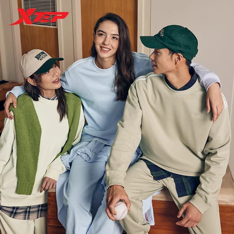 Xtep Strick anzug Männer Frauen bequeme einfache einfarbige Anzug Frühling Herbst kausal warme Unisex Hoodies Hose 877327960170