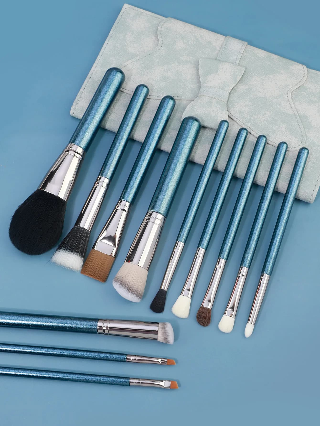 12-teiliges Make-up-Pinsel-Set aus hochwertiger synthetischer Faser mit weicher Dichte, Rougepinsel, Konturpinsel, Lidschattenpinsel