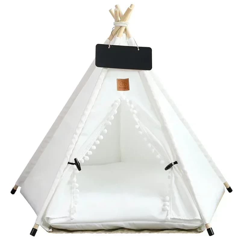 Haustier-Tipi-Zelt für Katzen und Hunde, tragbar, abnehmbar, waschbar, Hundehaus, Welpenhaus für den Innenbereich, mit Kissen und Tafel, Katzenbett