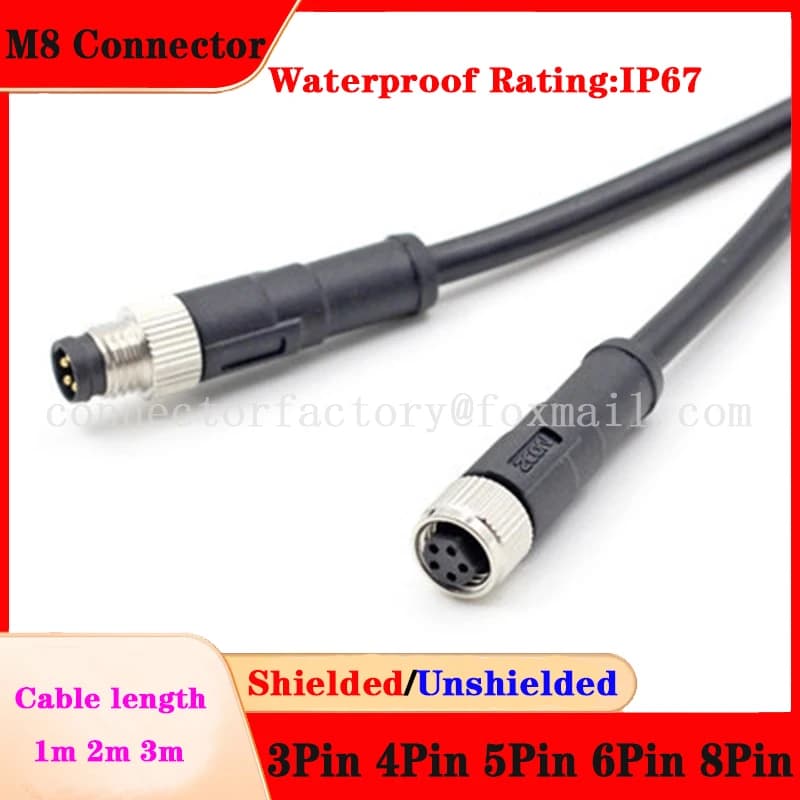 M8 Luftfahrt Stecker Buchse Stecker mit Draht 3p 4pin 5 Loch 6 8 Kern wasserdicht Auto LED Fahrrad Sensor elektrischen Stecker