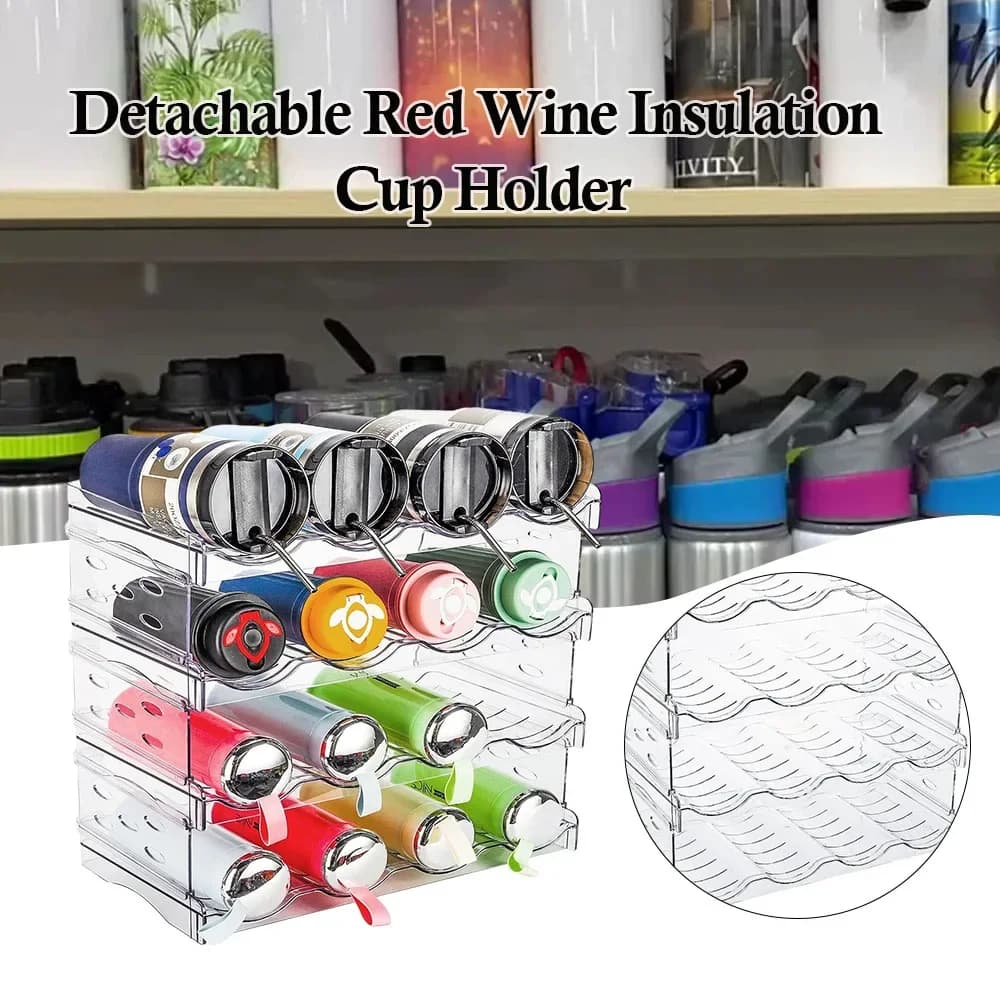 Faltbares Weinregal, stapelbarer Halter, Flaschenaufbewahrung, Kühlschrank, Organizer, Schrank, Speisekammer, freistehender Becher, Dosenhalter