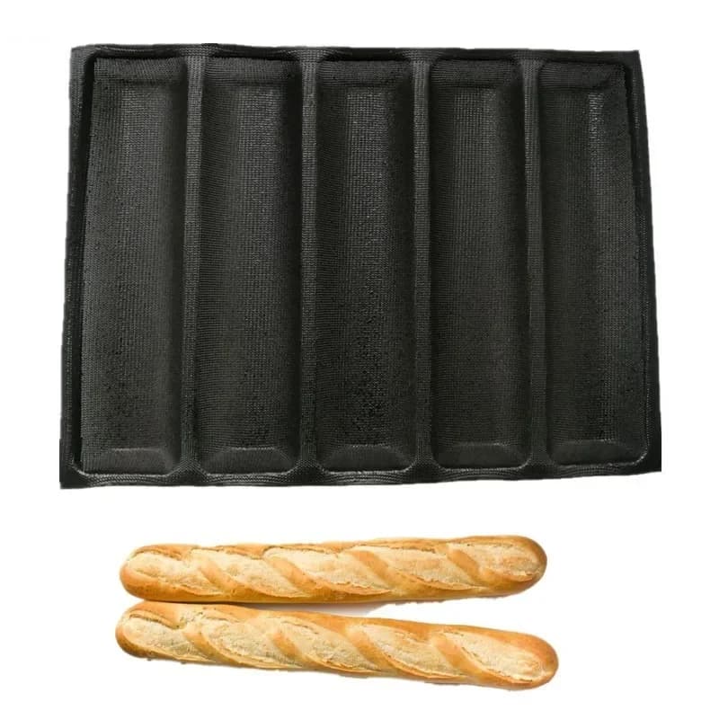 5-fach wiederverwendbare Silikonform Baguette-Form Antihaft-Brotbackform Französisches Brot Backwerkzeug Schokoladenkuchenform Backzubehör