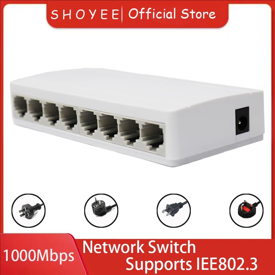 8-Port-Gigabit-Ethernet-Switch, 10/100/1000 Mbit/s Desktop-Netzwerk-Switch, Plug & Play, automatischer MDI/MDIX, RJ45-LAN-Hub für das Heimbüro