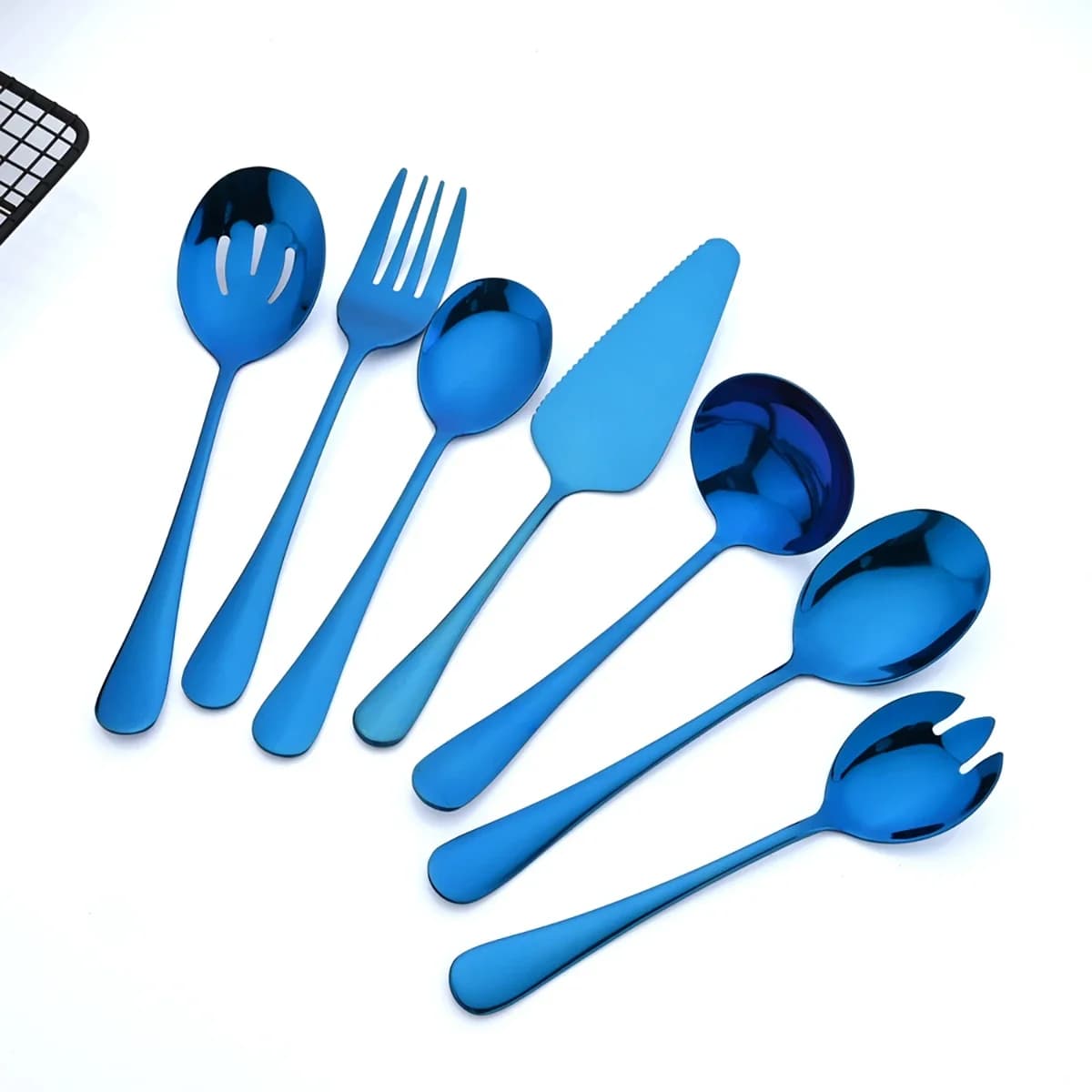7Pcs Besteck Set Edelstahl Geschirr Tragbare Küche Kuchen Schaufel Service Gabel Löffel Sieb Löffel Salat Gabel Geschirr
