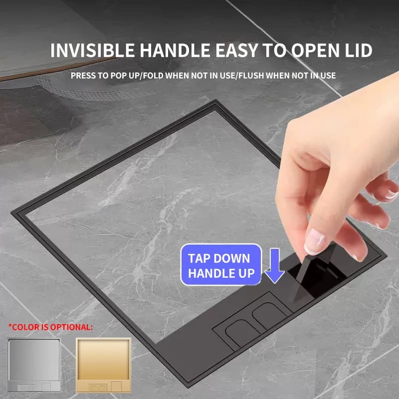 Bodenbox-Steckdose, versteckt, UK US EU BR FR Standard Power USB HDMI RJ45-Buchse, eingebettet, eingebettet, 130 mm x 130 mm