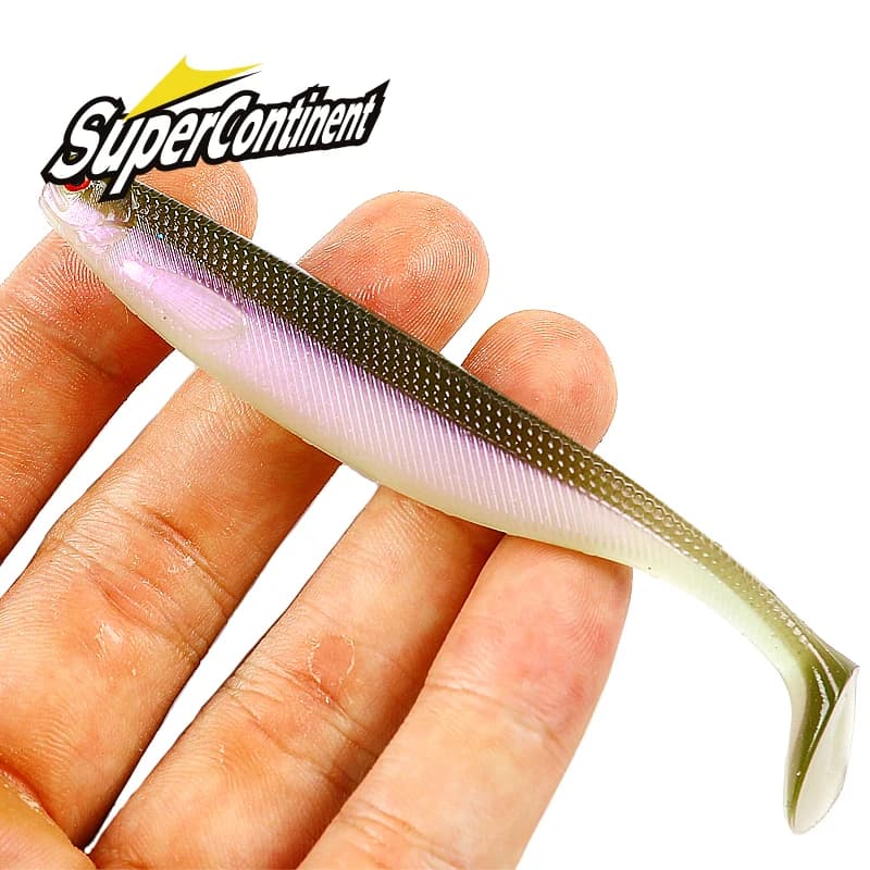 NEU Supercontinent ShadTeez T-Tail 50mm 70mm 100mm Hecht Zander Raubfisch-Angelköder mit 3D-Augen Weicher Köder Angelköder