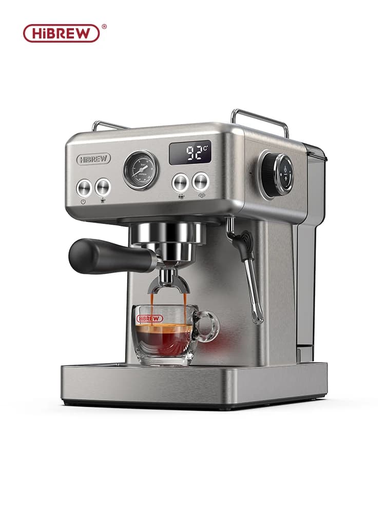 HiBREW 20Bar halbautomatische Espressomaschine, temperaturverstellbar, 58 mm Siebträger, Kalt-/Heiß-Kaffeemaschine, MetallgehäuseH10A
