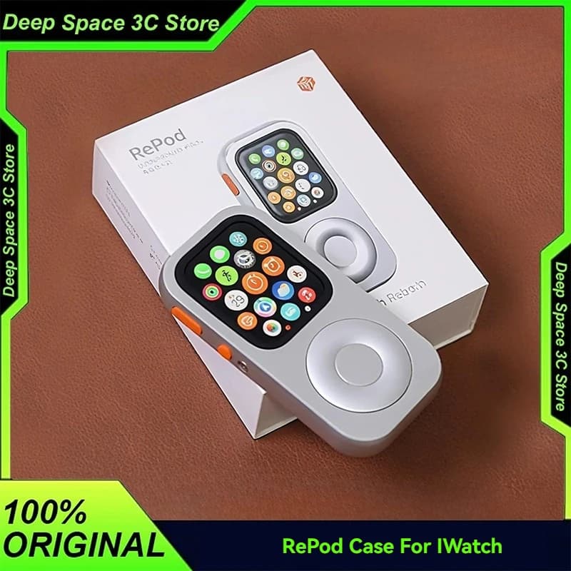 RePod CNC Aluminiumlegierung Schutzhülle für IWatch Apple Watch Series Erweitert den Schutzbereich 10/9/8/7/6 im Retro-Pod-Stil für Repod