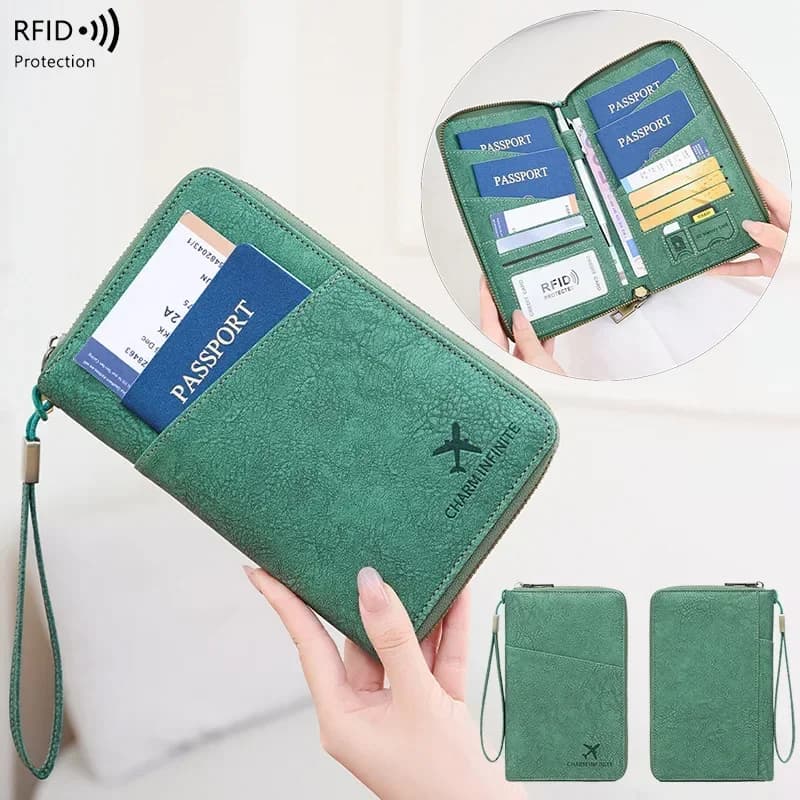 Lange RFID Anti-Magnetische Passport Brieftasche Reise Ticket Lagerung Organizer PU Leder Reißverschluss Multifunktionale Reisetasche