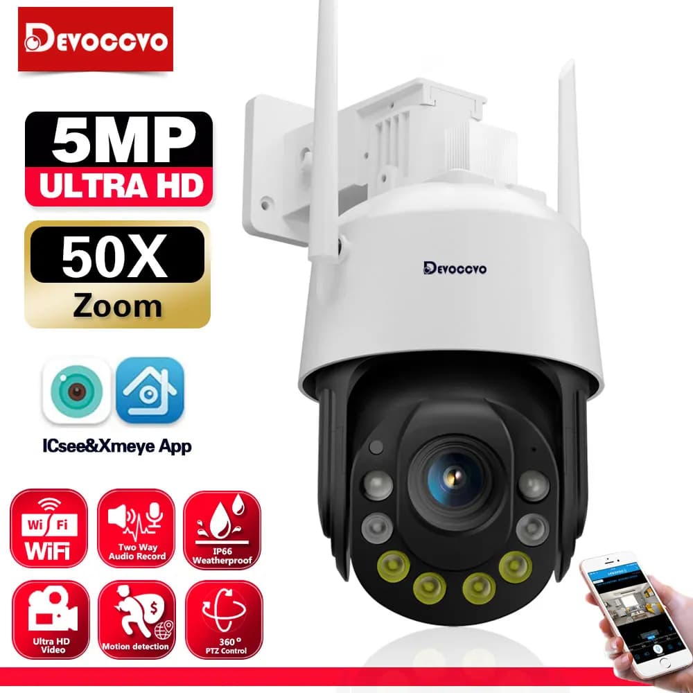 50X 30X Optischer Zoom 5MP PTZ Sicherheit Kamera Im Freien Wasserdichte Wifi PTZ IP Kamera Farbe Nachtsicht CCTV Menschlichen Erkennung ICSEE