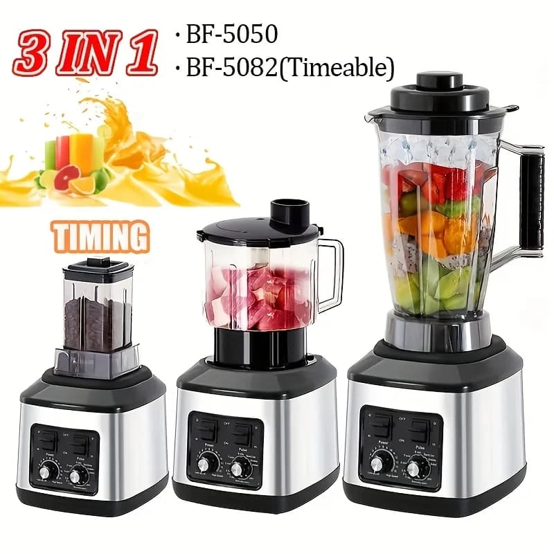 3-in-1 leistungsstarker Tischmixer, Mixer, Entsafter, Smoothie-Maker, 0,5/1,5/2,5 l, 3 Behälter, Küchenmaschine, Mixer, Mixer für Eis, Nuss, Obst