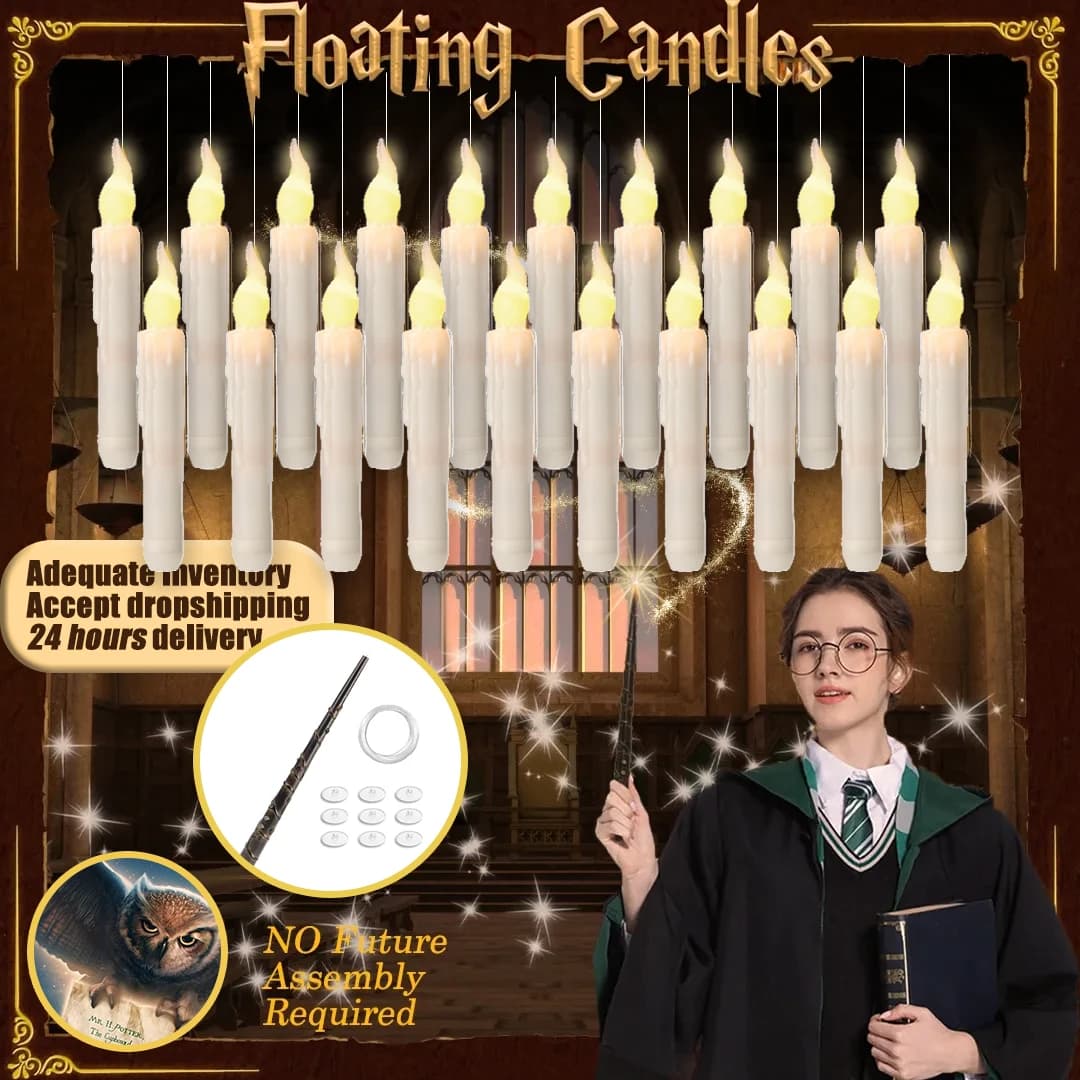 Halloween führte schwimmende Kerzen Zauberstab fern hängend betrieben Potter Harry Batterie schwimmende Kerzen warmes Licht Dekoration