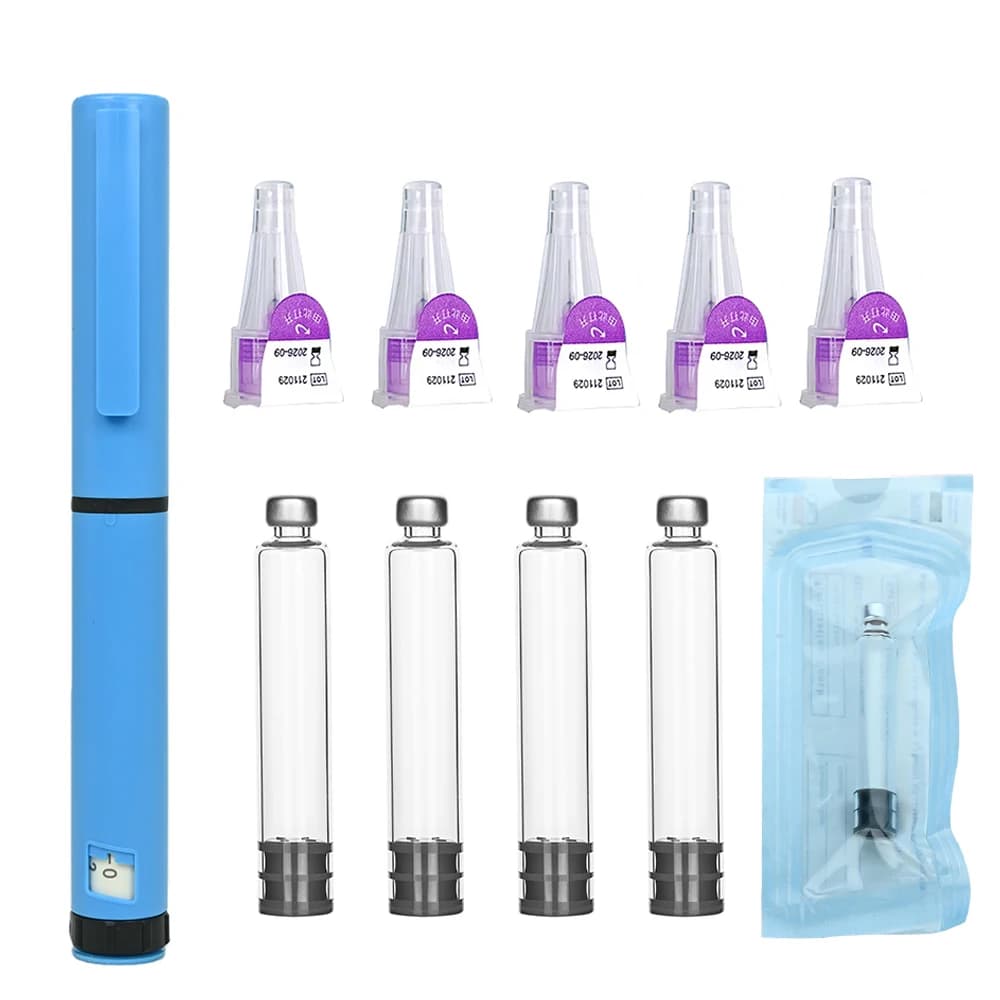 Hochwertiges 3ml Farbiges Wiederverwendbares Insulin-Spritzen-Set, Peptid-Pen 60U Injektionspen mit 31G 8MM Nadel, 3ml Kartusche