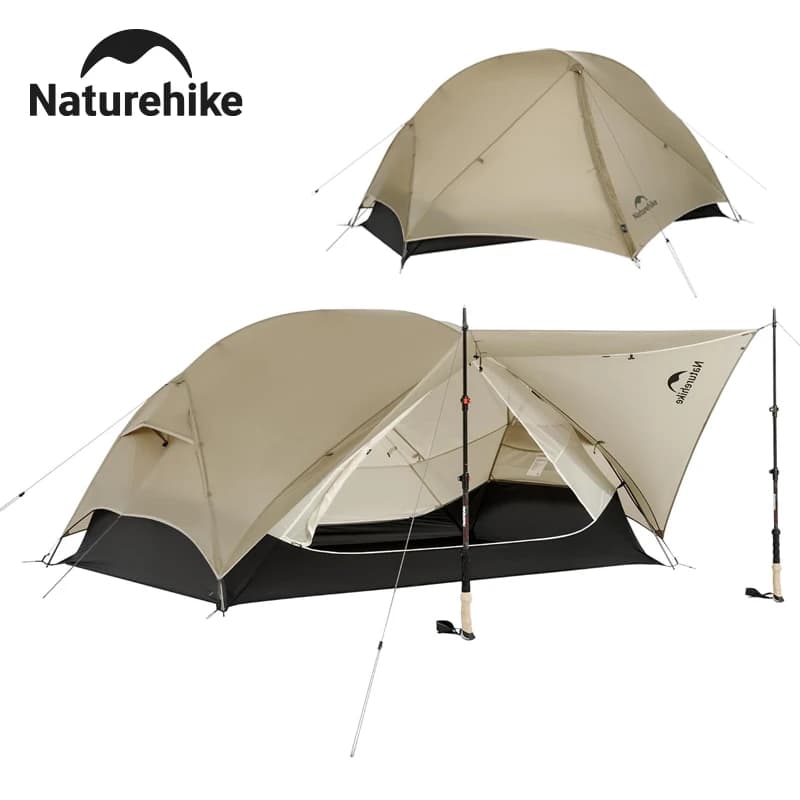 Naturehike Mongar UL Zelt für 2 Personen, 3-Jahreszeiten-Campingzelt, 15D Wasserdichtes Ultraleichtes Rucksackzelt zum Wandern und Radfahren