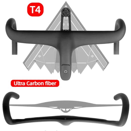 T4 ULTRA Carbonfaser Integrierter Lenker für Rennräder mit interner Kabelführung, 360mm-380mm