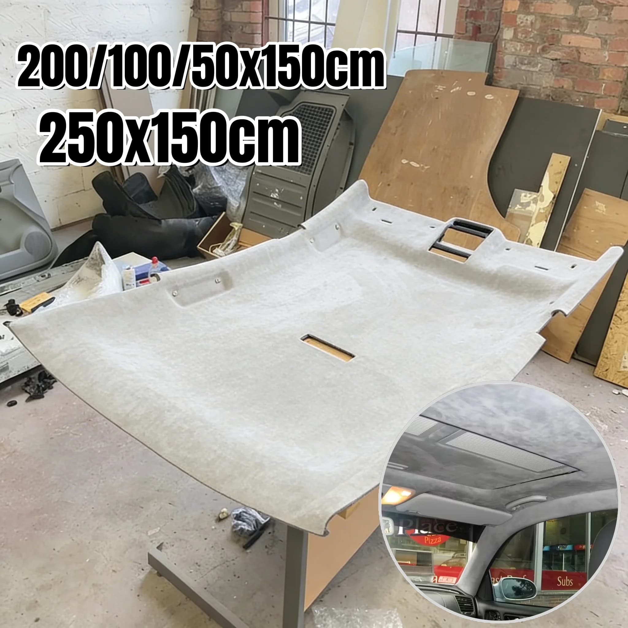 Max. 250×150cm Wildleder-Dachhimmelstoff mit Schaumstoffrückseite, Auto-Dachreparatur Wildleder-Schaummaterial für DIY-Innenausstattung und