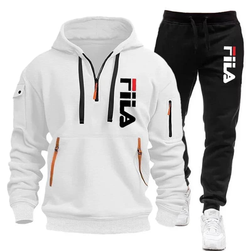 Herbst und Winter 2025, neues Herren-Kapuzen-Sweatshirt + Hose, zweiteiliges Set, Outdoor-Pullover-Sportbekleidungsset für Herren mit mehreren