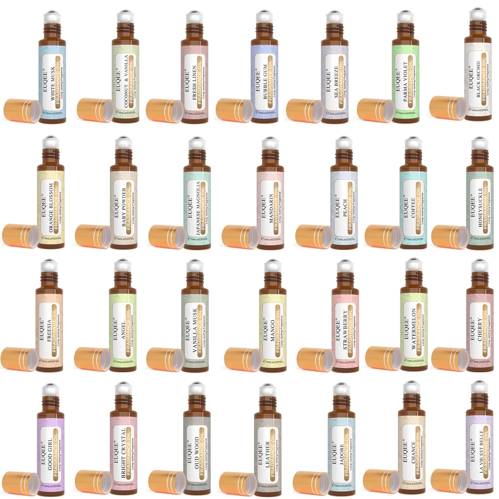 EUQEE 10ml Duftöl Roll-On Langanhaltender Duft La Vie Est Belle CHANCE Jadore Cotton Strawberry Mango für Diffusor und Brenner