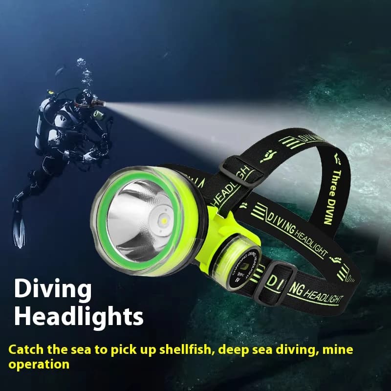 Tragbarer wiederaufladbarer Tauchscheinwerfer, 350 m, Unterwasser-Tauchscheinwerfer, wasserdicht, superhell, LED-Taucher-Speerfisch-Scheinwerfer, NEU