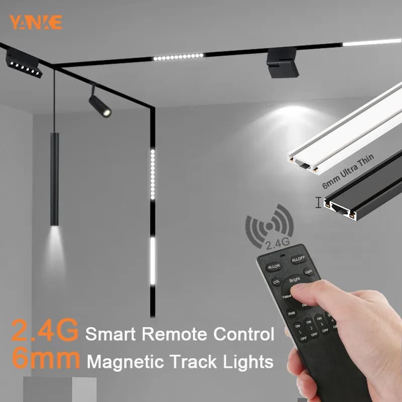 Fernbedienbare LED Smart Track Lights Magnetische Schienenbeleuchtung Ultra Dünn 6mm Aufputz-Deckensystem Strahler Flutlicht