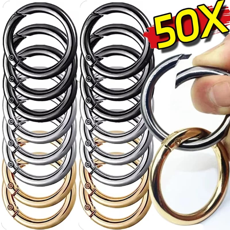 50PCS Metall Frühling Verschlüsse O Ring Tasche Schnalle Stecker Öffnende Schlüsselring Clips Karabiner Karabinerhaken DIY Gepäck Schmuck