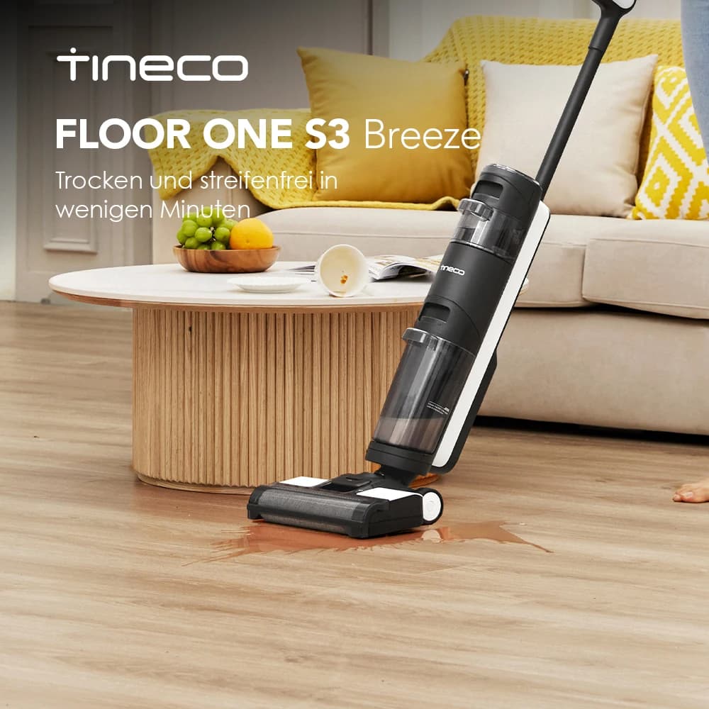 Tineco Floor One S3 Breeze Akku-Staubsauger, Bodenwischer, Nass- und Trockenwischer, selbstreinigendes Smart-Home-Gerät