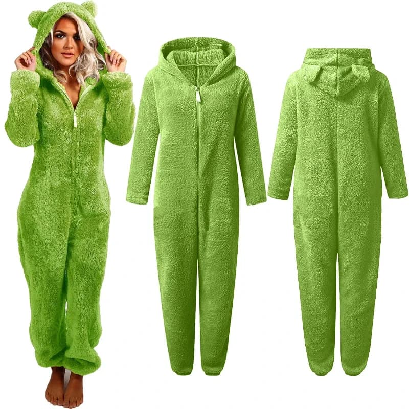 2023 Reiß verschluss Onesies flauschige Fleece Pyjamas für Frauen Kapuze Erwachsene Winter warme Nachtwäsche Overalls Lounge wear insgesamt plus